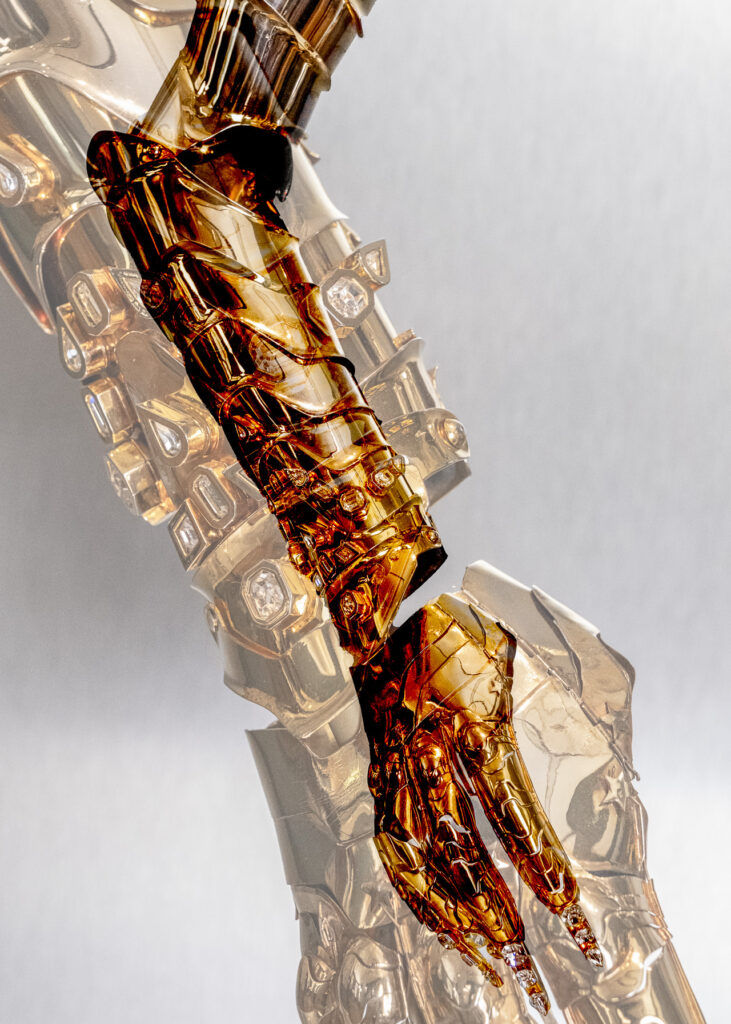 Thierry Mugler gold metal gloves